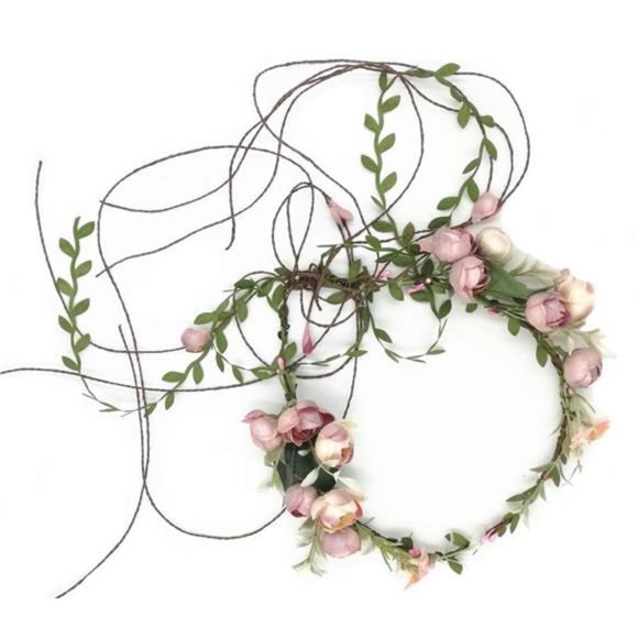 Floral Fall Adjustable Bridal Flower Garland Headband Flower Crown Hair Wreath - Picture 1 of 7